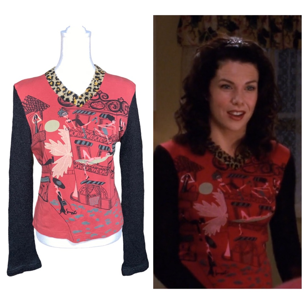 Rare Vintage 90s Graphic mixed print top as seen on Lorelai Gilmore